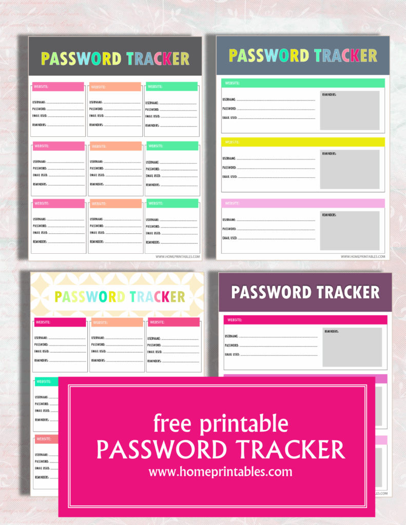 Free Printable Password Tracker All Pretty Home Printables