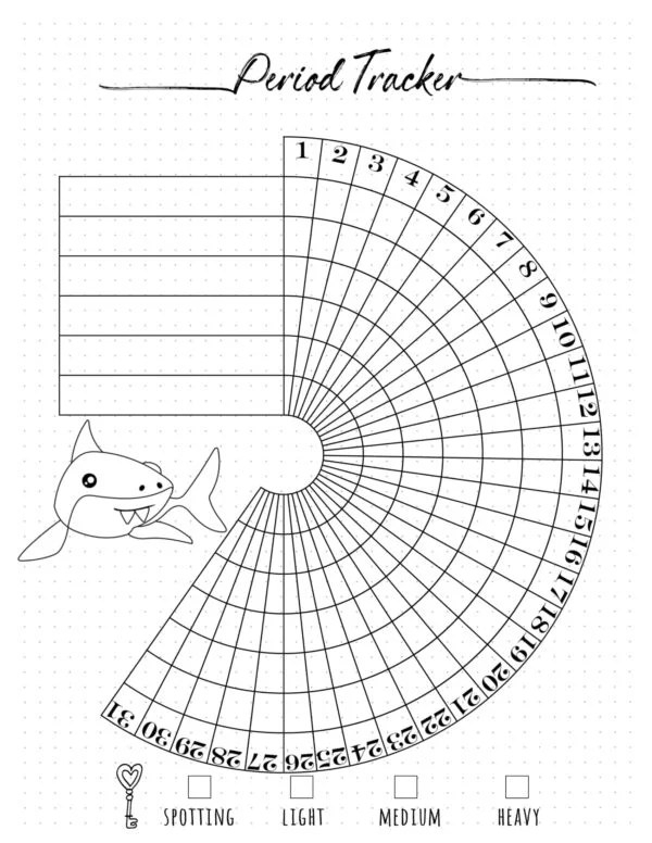 FREE Printable Period Tracker Bullet Journal Customizable