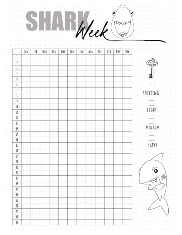 FREE Printable Period Tracker Bullet Journal Customizable