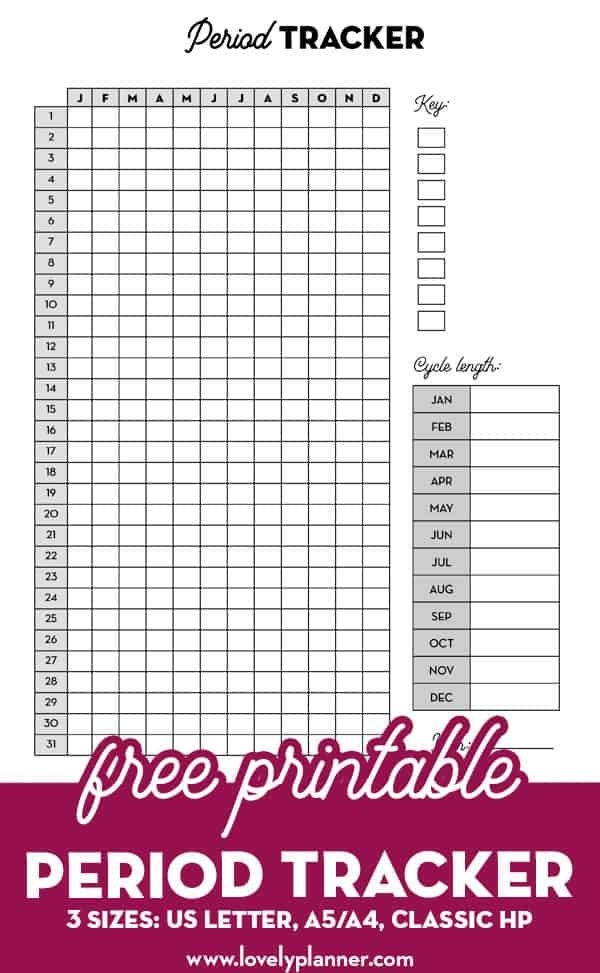 Free Printable Period Tracker For Your Planner 3 Sizes Period 