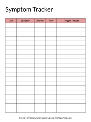 Free Printable Symptom Tracker In PDF PNG And JPG Formats InkPx