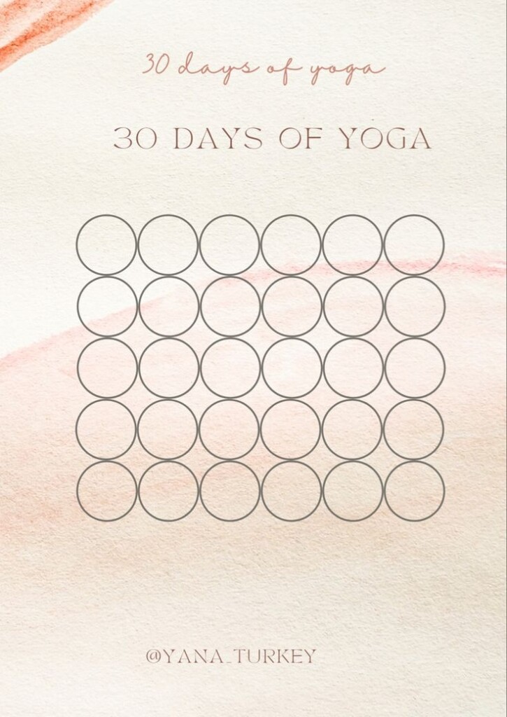 Free PRINTABLE Tracker 30 Days Of Yoga