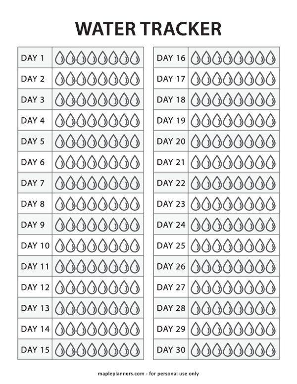 Free Printable Water Tracker Daily Weekly Artofit