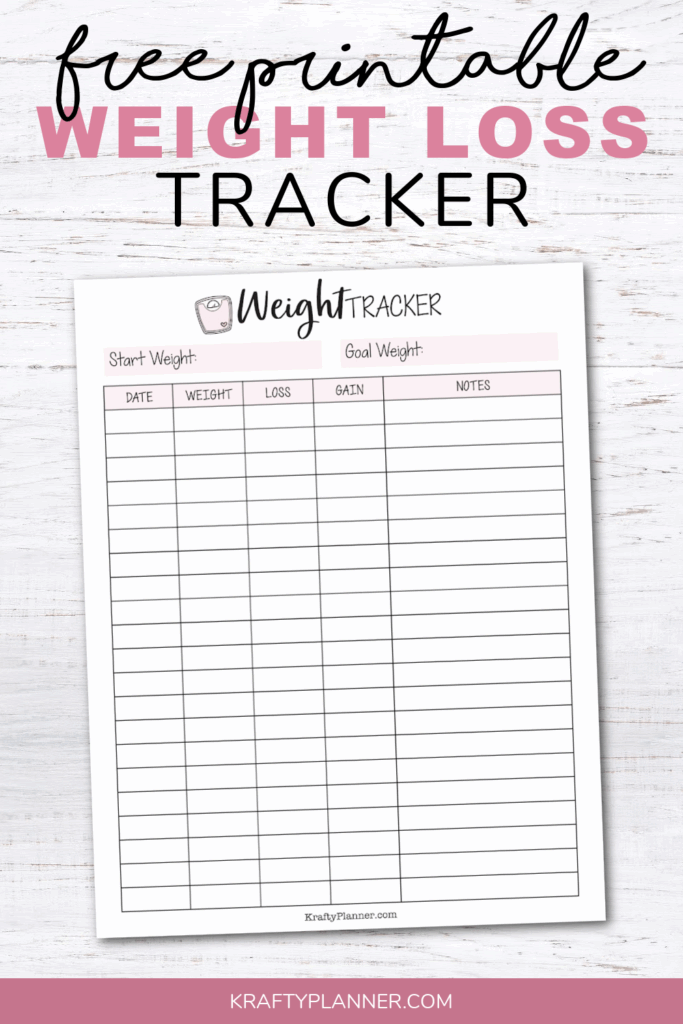 Free Printable Weight Loss Tracker Krafty Planner