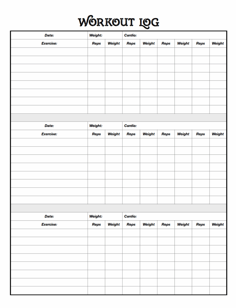 Free Printable Workout Logs 3 Designs For Your Needs