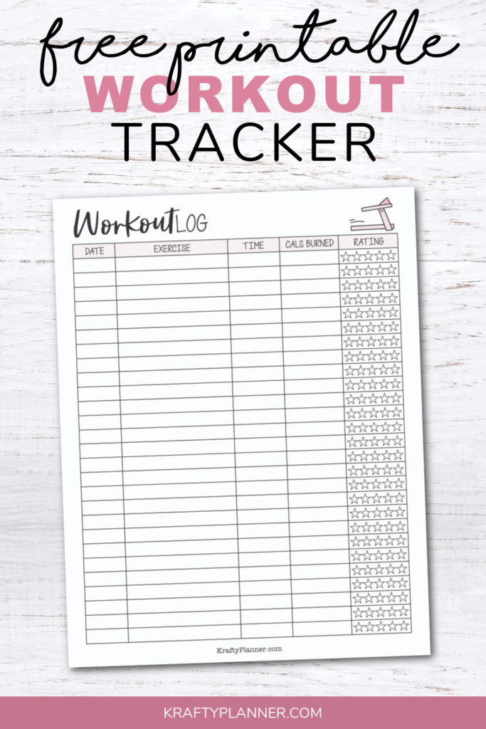 Free Printable Workout Tracker Krafty Planner