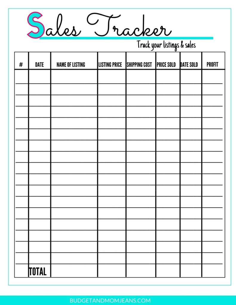 Free Sales Tracker Printable Business Printables Business 