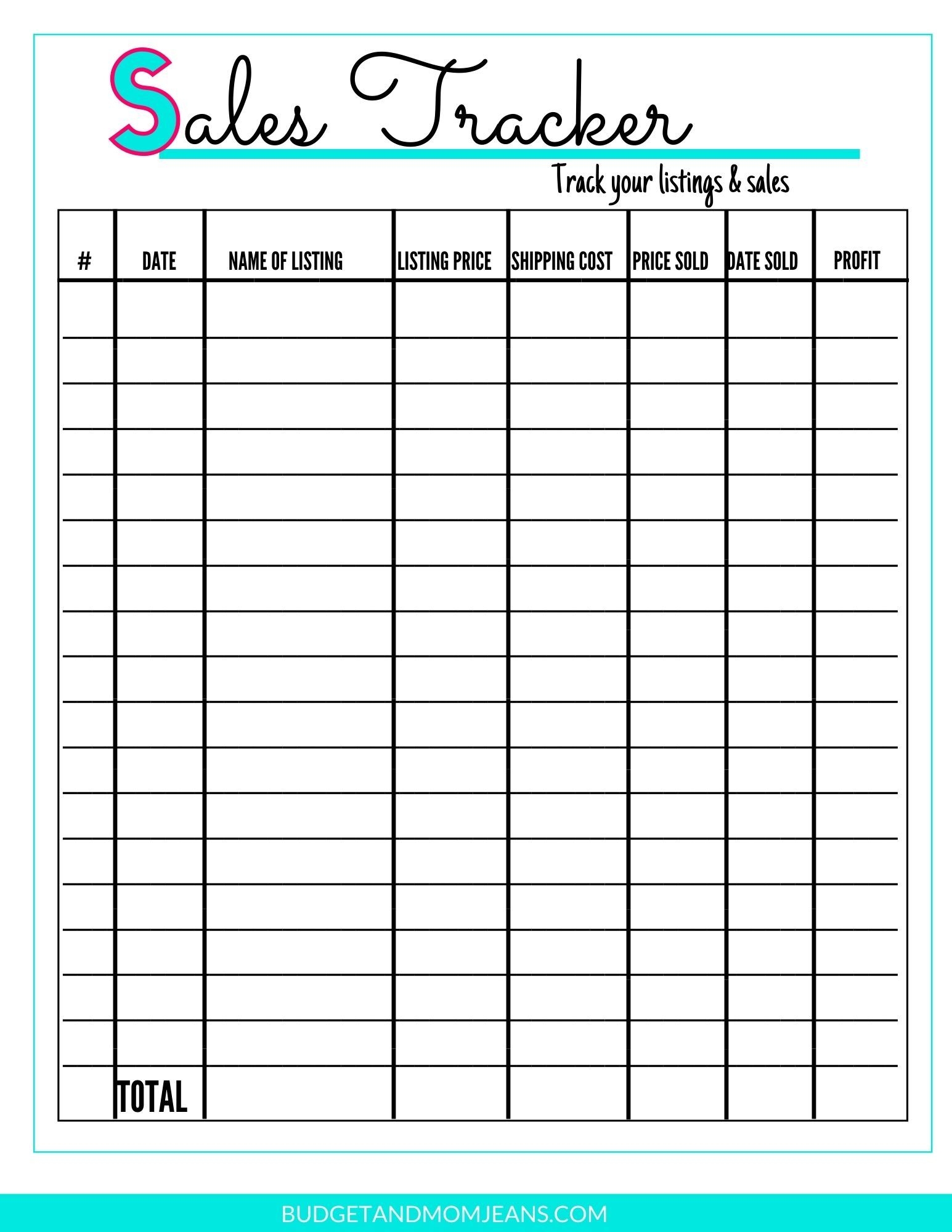 Free Sales Tracker Printable Business Printables Business