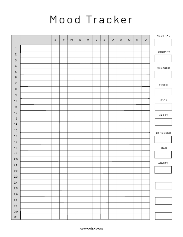Free Simple Daily Mood Tracker Printable Template