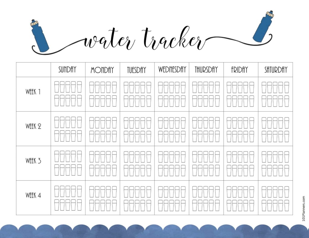 Free Water Tracker Printable Customizable Instant Download