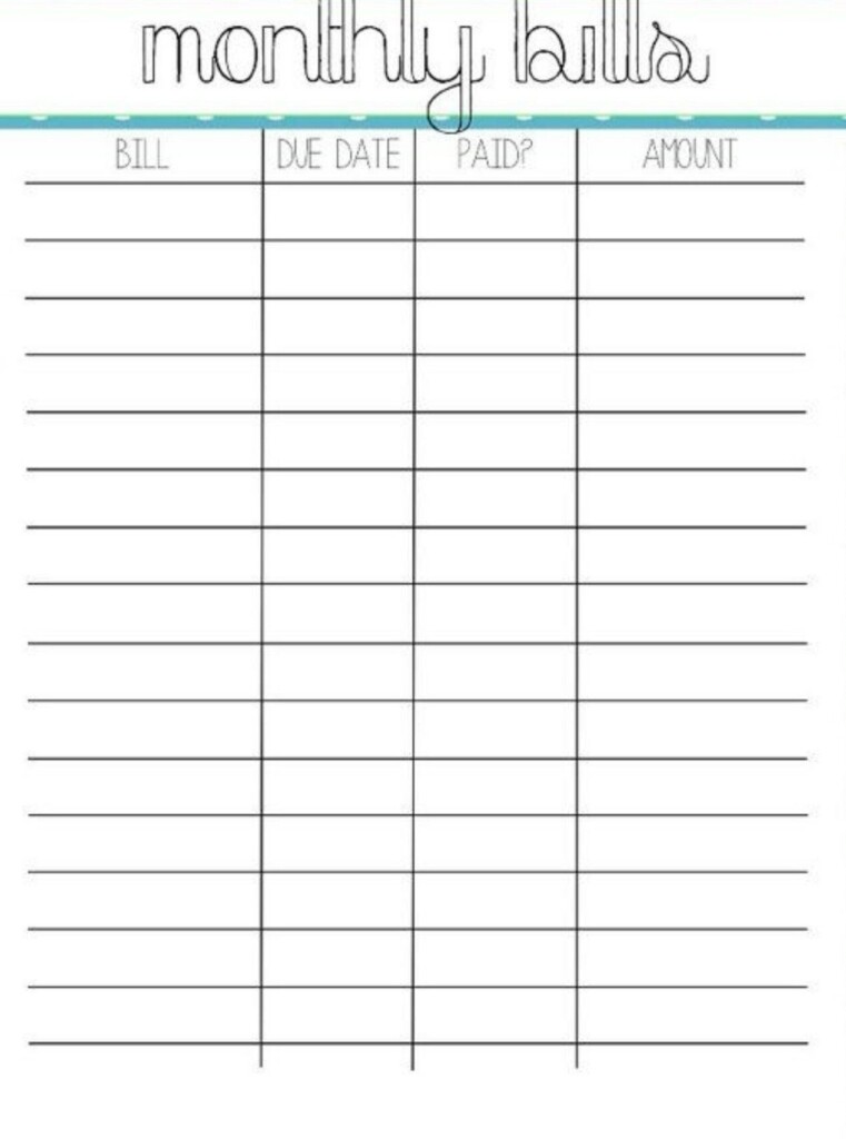 Free Worksheet For Bills