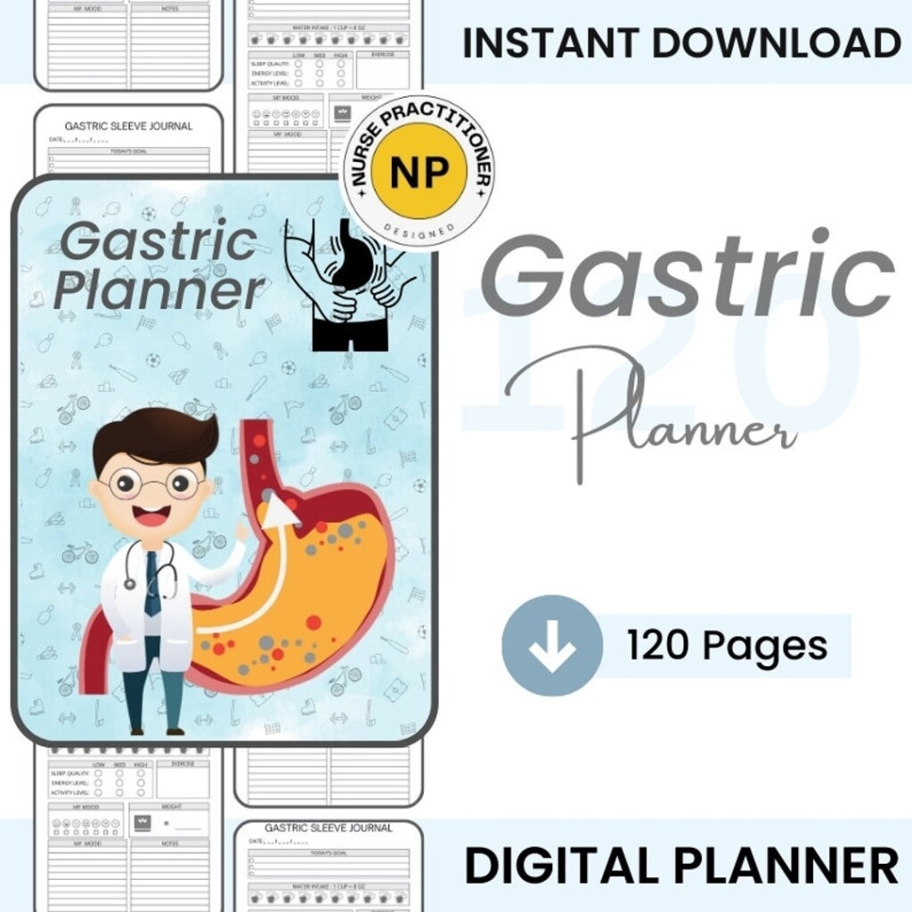 Gastric Sleeve Journal Printable Bariatric Surgery Planner Water 