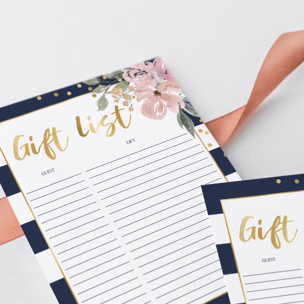 Gift List Bridal Shower Printable Gift Tracker Floral Etsy Canada