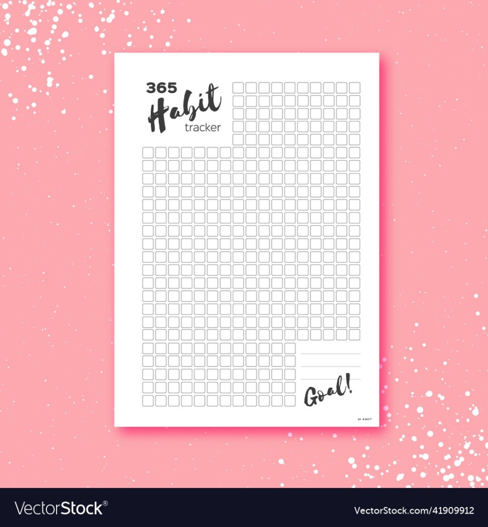 Habit Tracker 365 Days Template Diary Royalty Free Vector