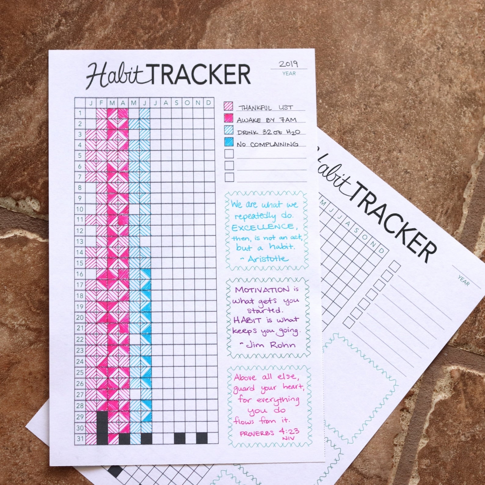 Habit Tracker Annual Printable Bujo Organize My Life Etsy