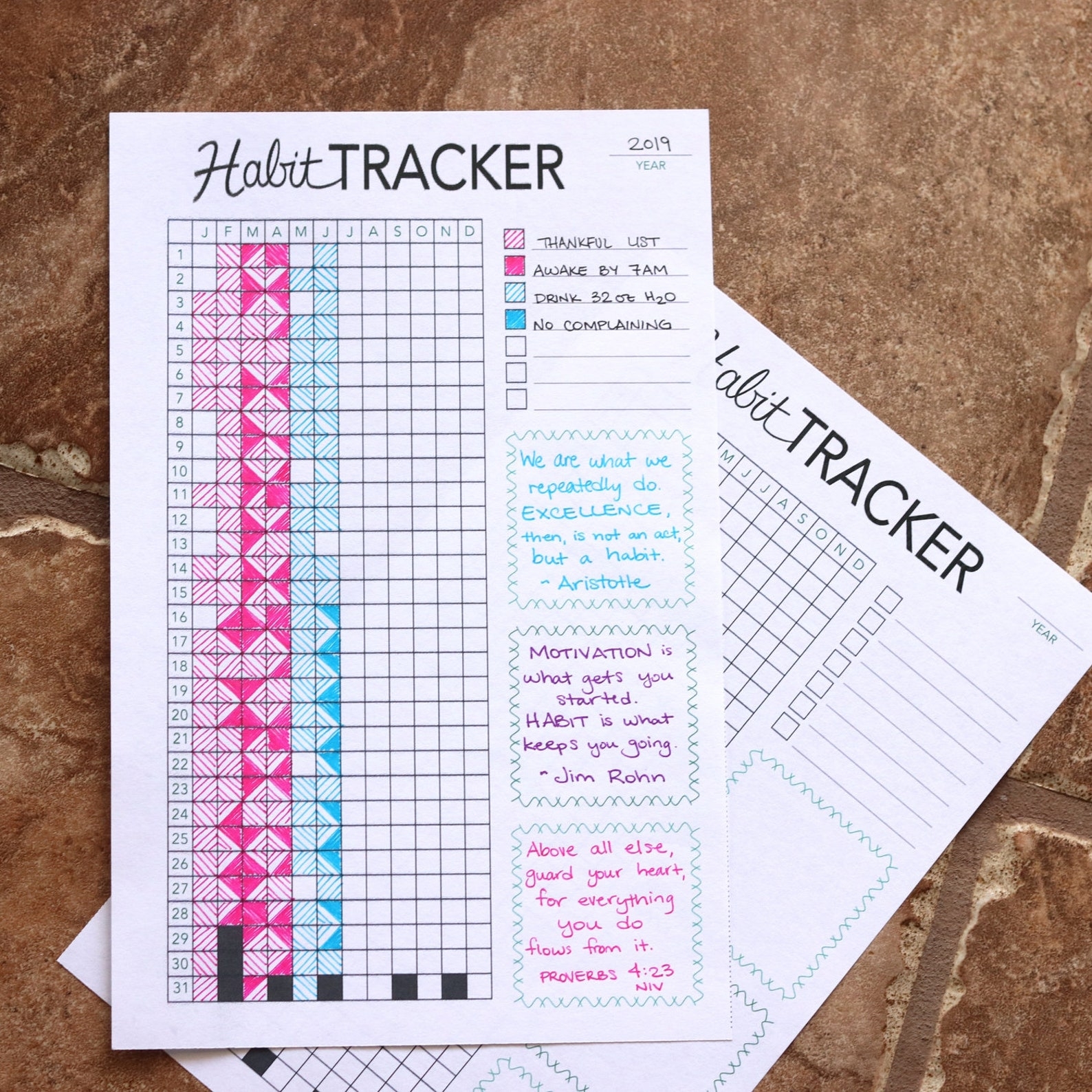 Habit Tracker Annual Printable Bujo Organize My Life Etsy