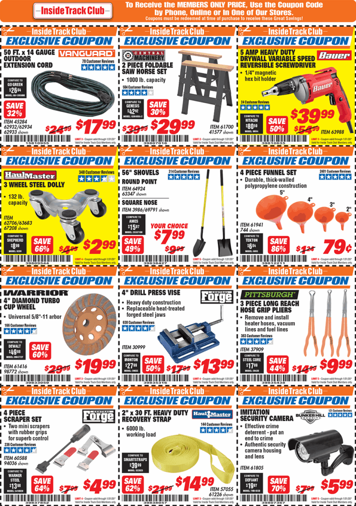 Harbor Freight Inside Track Club Coupons January 2020