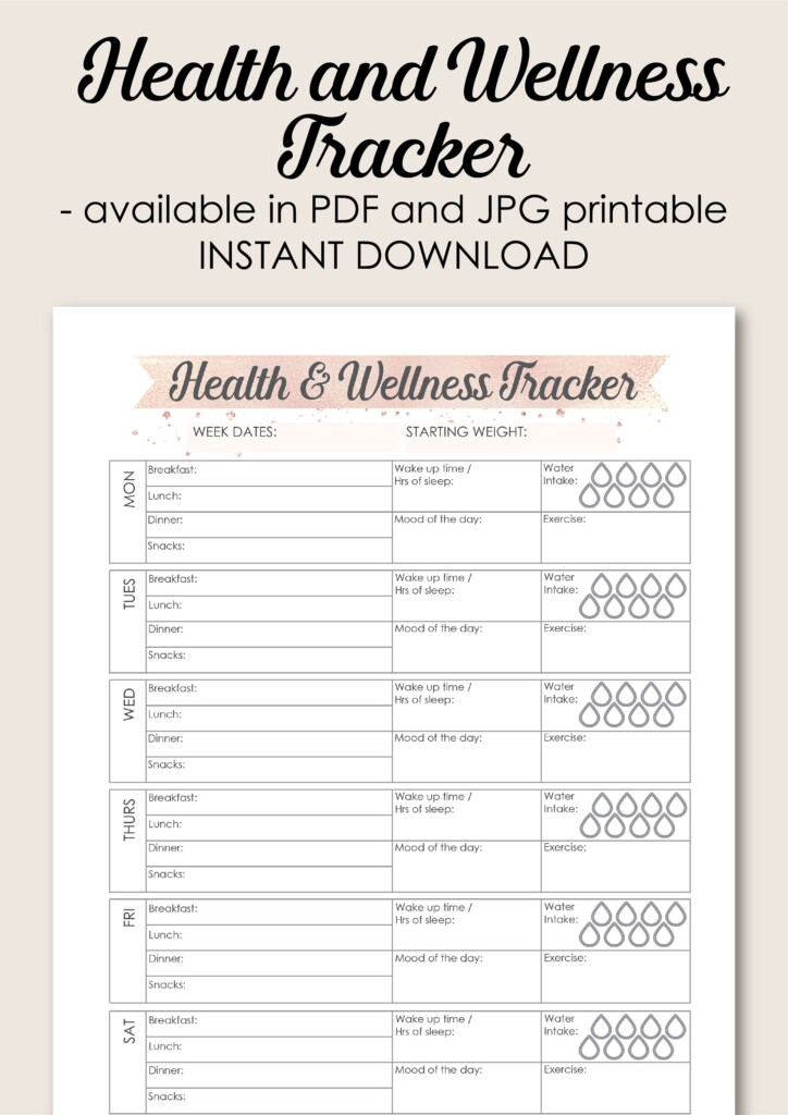 Health Planner Printable Health And Wellness Tracker Pages Etsy