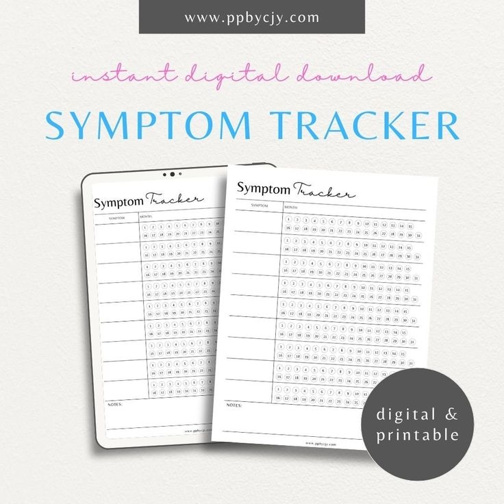 Health Symptom Tracker Medical Symptom Monitoring Planner Printable 