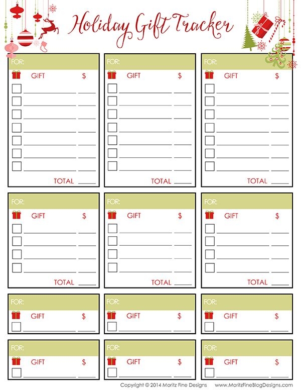 Holiday Gift Tracker Free Printable Included