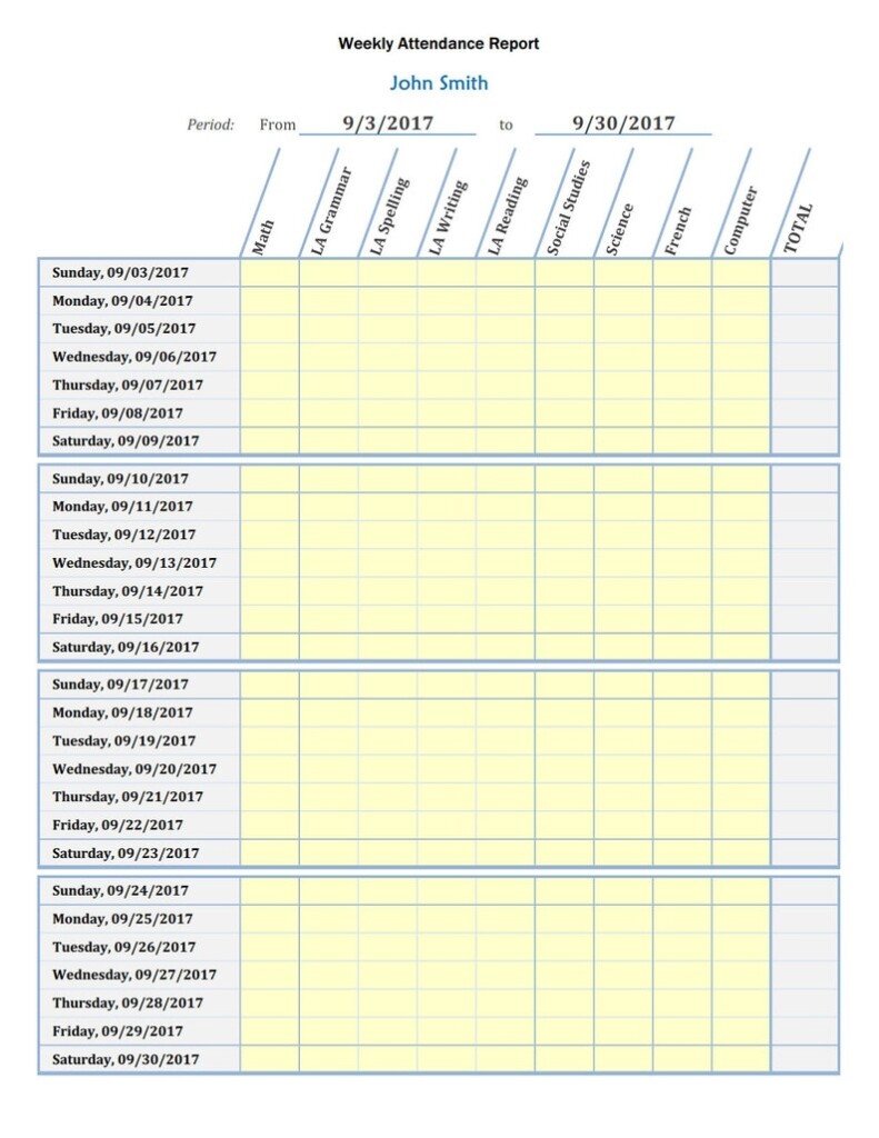 Homeschool Attendance Tracker Editable Printable MS Excel Etsy