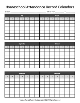Homeschool Attendance Tracker Free Printable