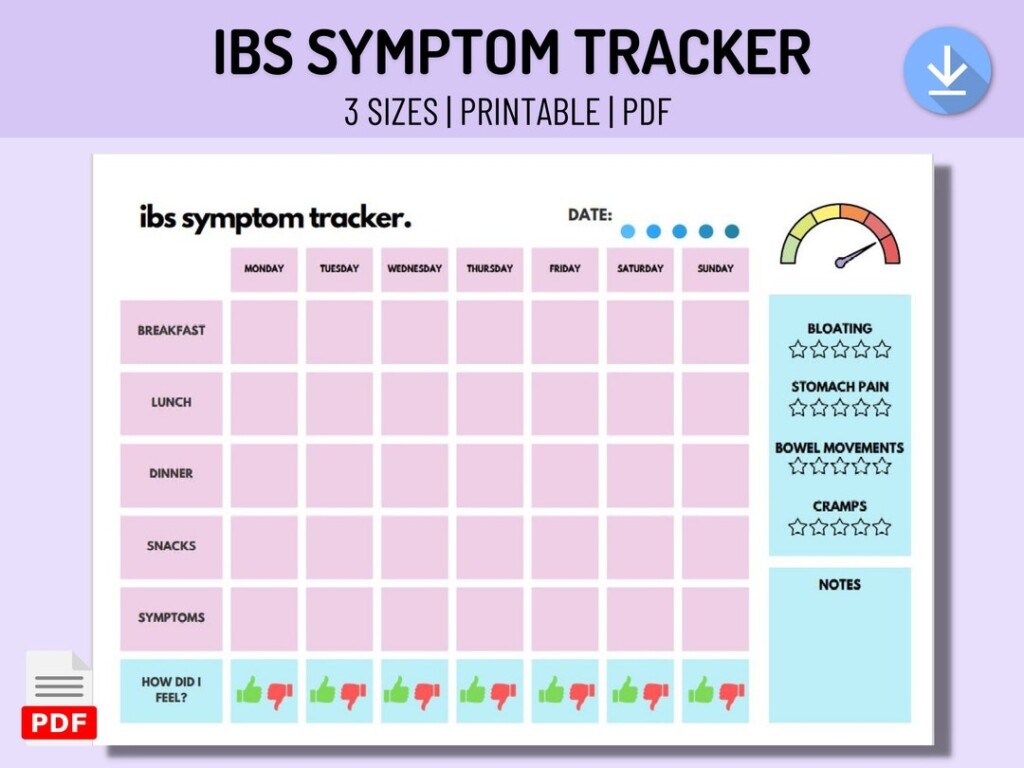 IBS Symptom Tracker Food Journal Printable PDF Food Diary 
