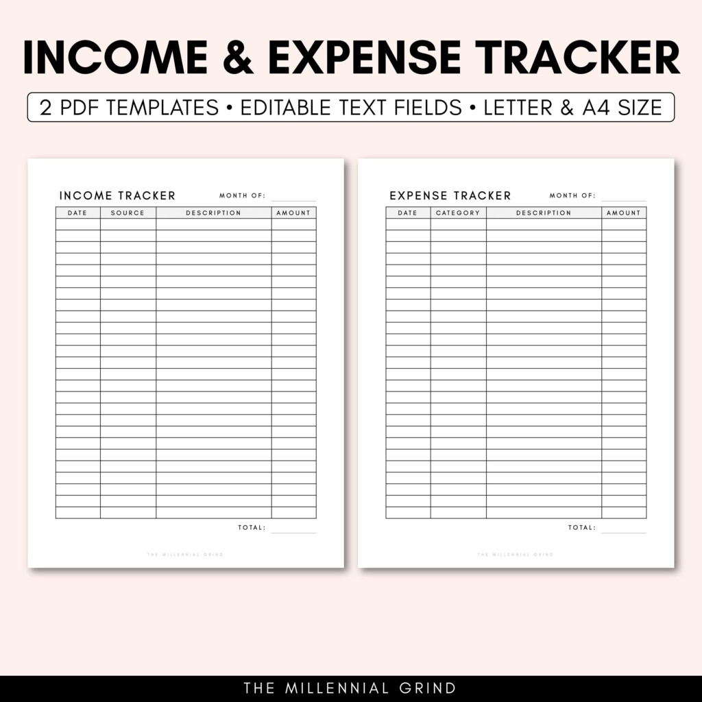 Income And Expense Tracker Printable Expense Tracker PDF Expense 