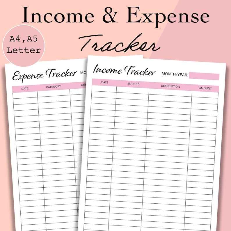 Income And Expense Tracker Printable Income Tracker Log Etsy