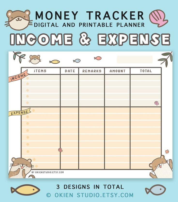 Income Expense Tracker Printable Budget Monthly Budget Weekly 