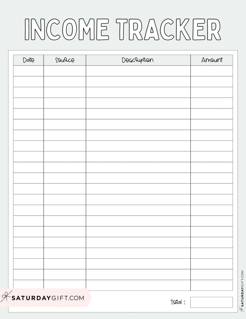 Income Tracker Printable 19 Cute Free Printable Templates