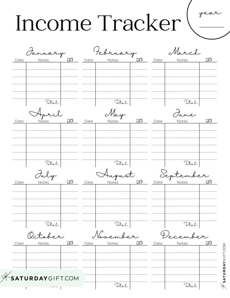 Income Tracker Printable 19 Cute Free Printable Templates