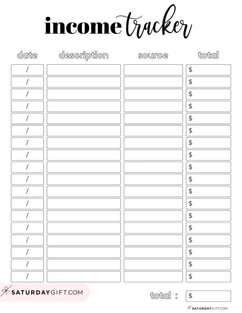 Income Tracker Printable 19 Cute Free Printable Templates