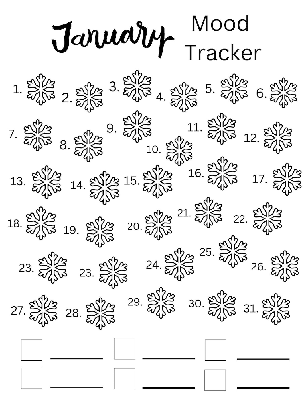 January Mood Tracker Printable Etsy