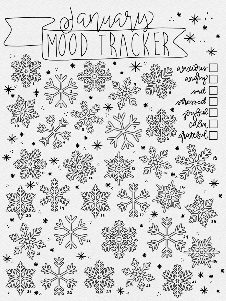 January Mood Tracker Snow Amy Barker Willers