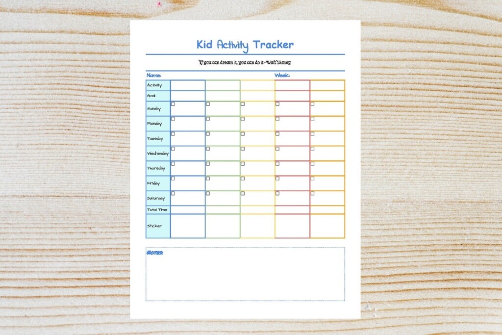 Kid Activity Tracker Printable Pdf routine Chart activity Etsy