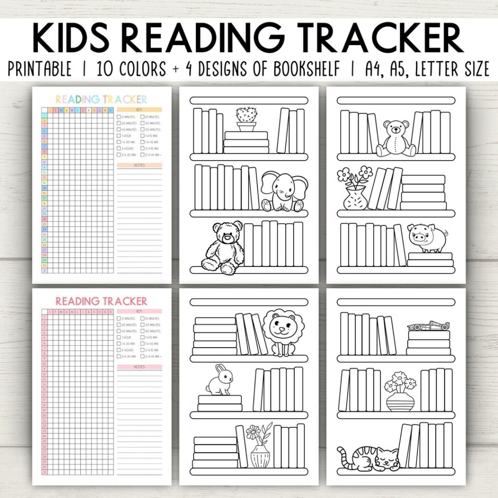 Kids Reading Tracker Printable Bookshelf Reading Log For Kids A4 A5 