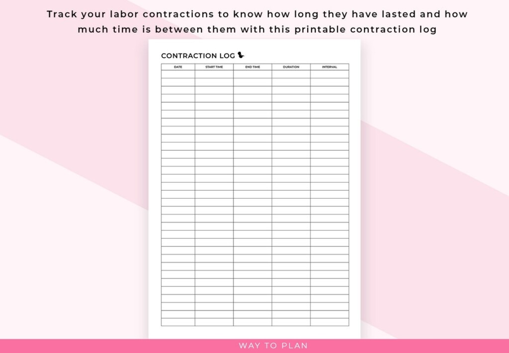Labor Contraction Log Sheet Printable Labor Log Worksheet 