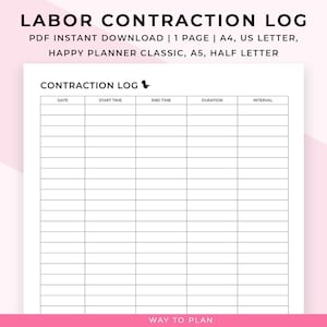 Labor Contraction Log Sheet Printable Labor Log Worksheet 