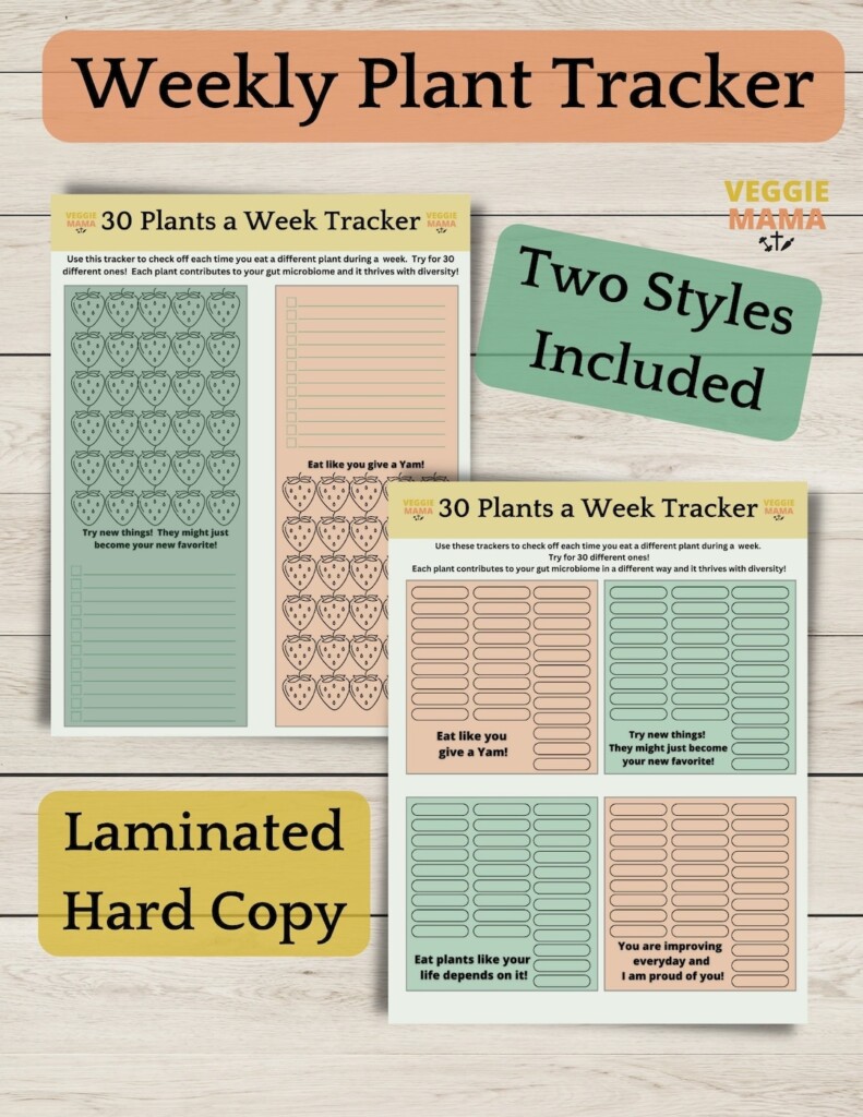 Laminated Reusable Tracker 30 Plants A Week Tracker Plant Diversity 