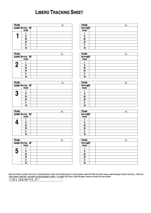 Libero Tracking Sheet Printable Pdf Download