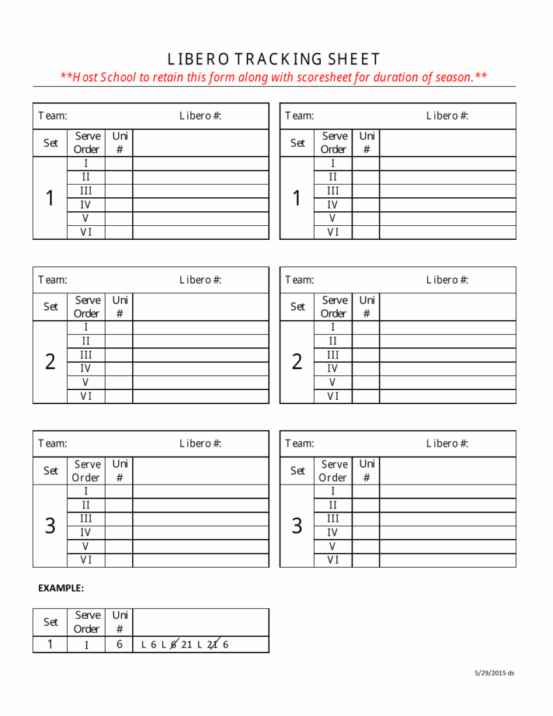 Libero Tracking Sheet Template Small Tables Download Printable PDF 