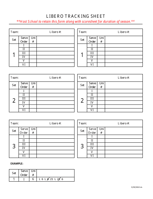 Libero Tracking Sheet Template Small Tables Download Printable PDF 