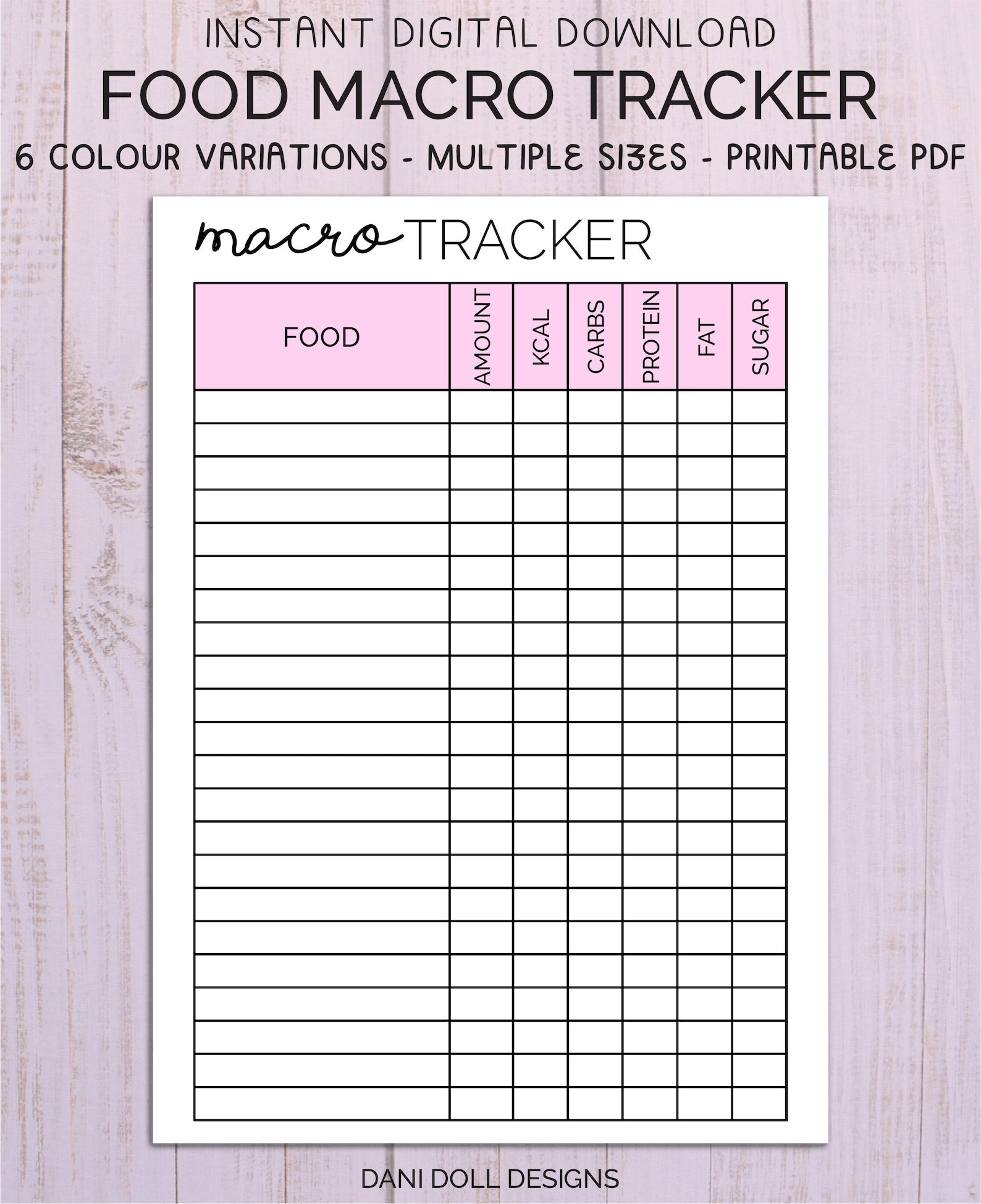 Macro Tracker Printable Food Journal Weight Tracking Food Intake