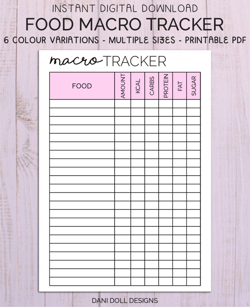 Macro Tracker Printable Food Journal Weight Tracking Food Intake 