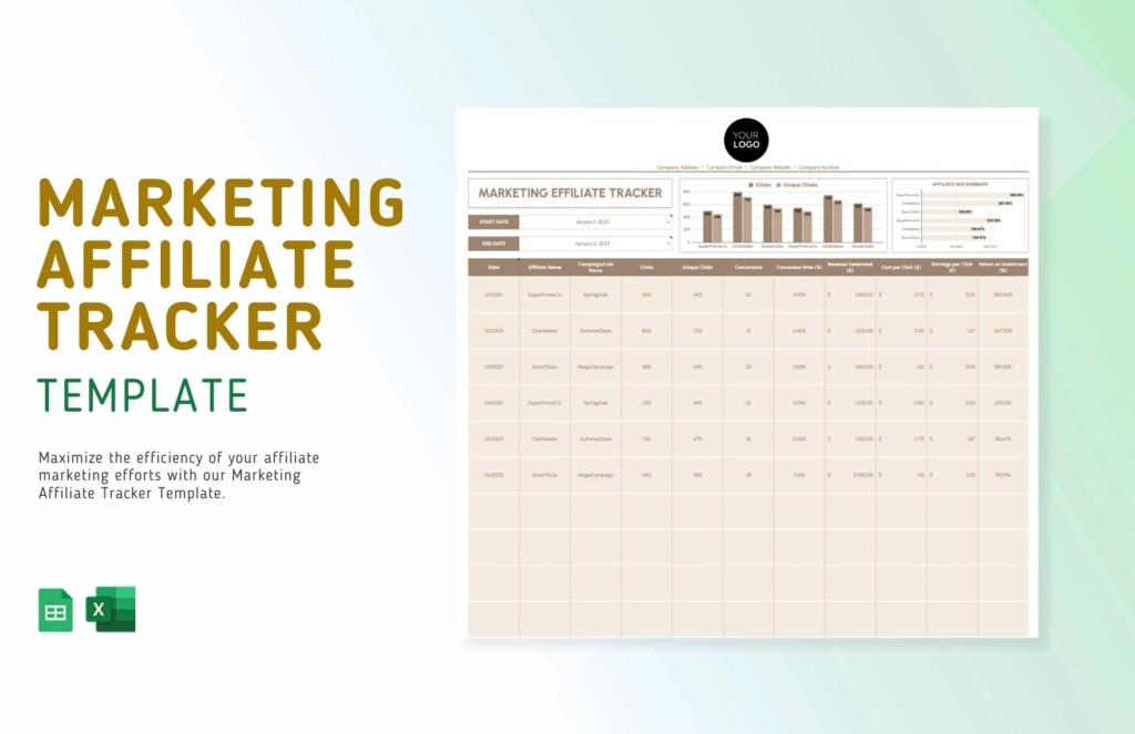Marketing Affiliate Tracker Template In Excel Google Sheets Download 