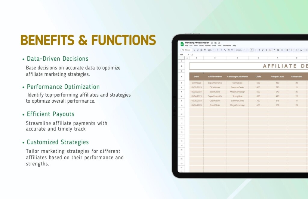 Marketing Affiliate Tracker Template In Excel Google Sheets Download 