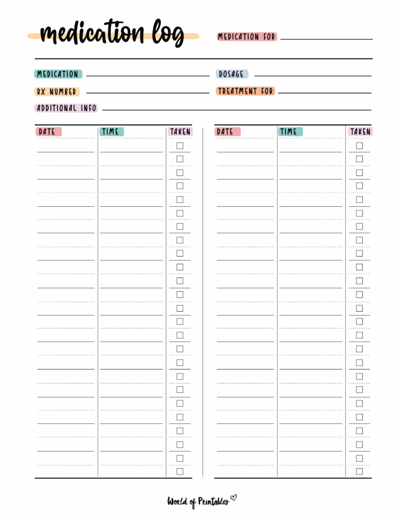 Medication Log 8 Of The Best Templates World Of Printables