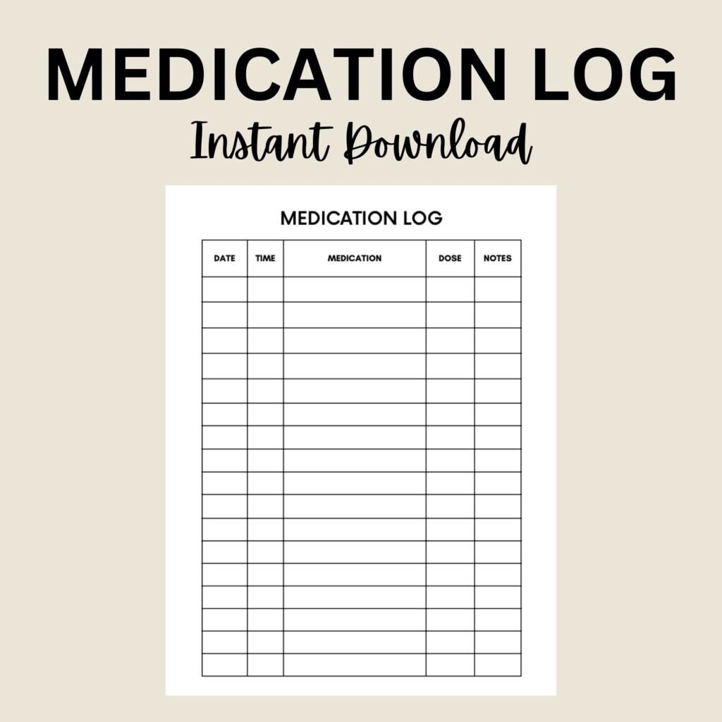 Medication Log Printable Medication Tracker Medication Chart Daily 