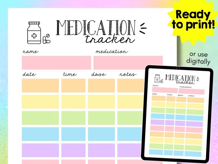 Medication Tracker Chart Medicine Schedule Print At Home Great For 